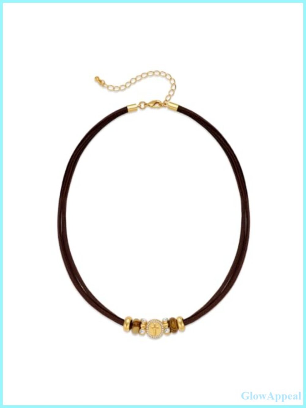 Paracord Rope Choker Necklace Rhinestone Cross Pendant